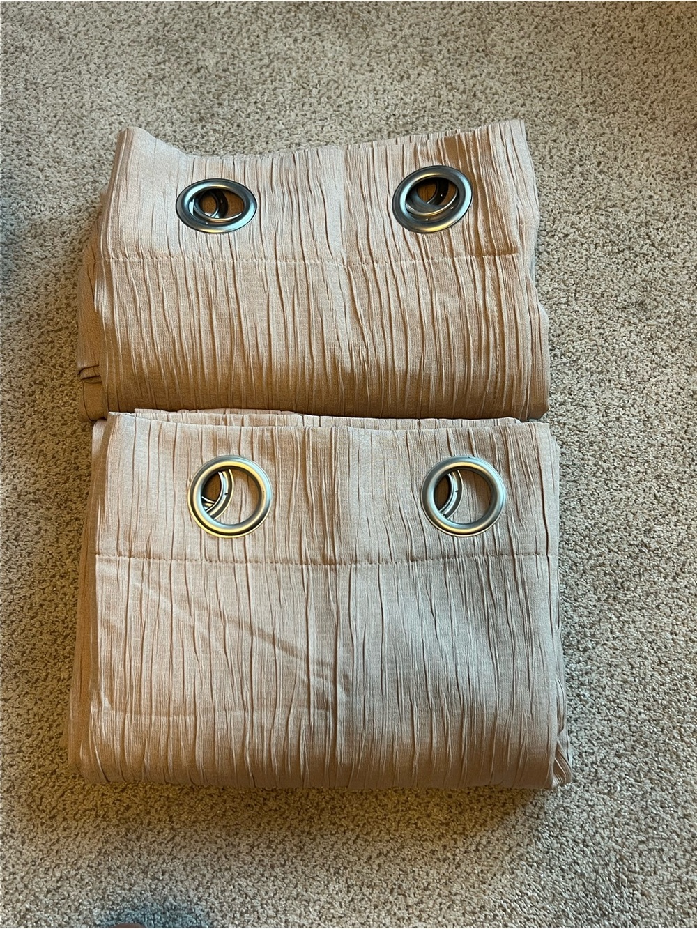 Beige/-Tan Textured Grommet Curtain Panels - 2-Pack; 48” x84” , Good Condition